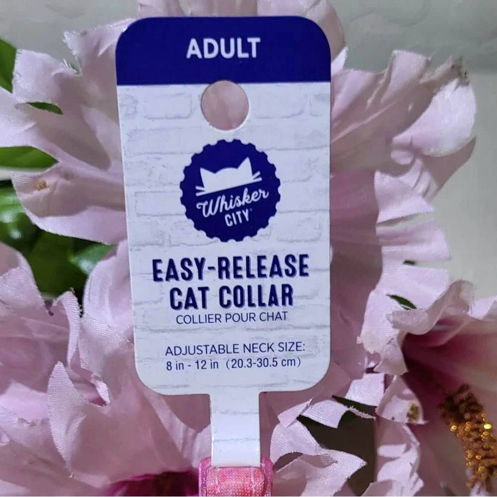 Whisker City NWT Pink Marble Easy Release Adjustable Adult Cat Collar 8in-12in